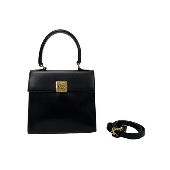 Pre Loved Celine Black Leather Handbag in AB Condition - Picture 2 of 8